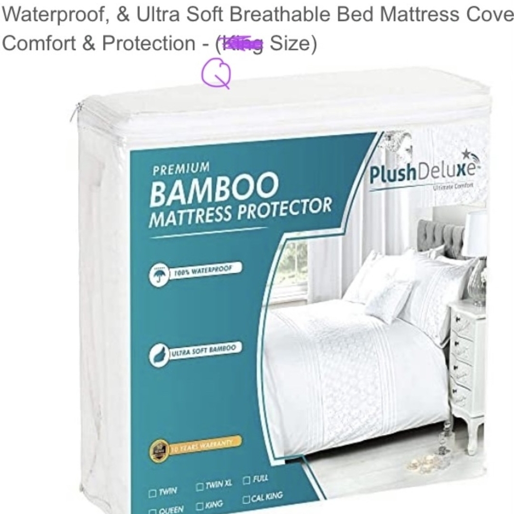 Bamboo Mattress Protector - White